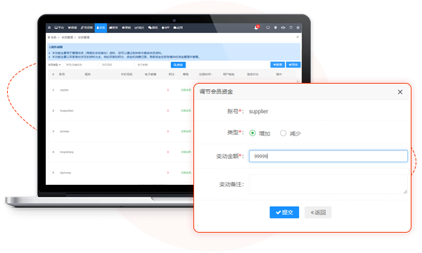 商淘云多店商城系統(tǒng)會(huì)員管理后臺(tái)