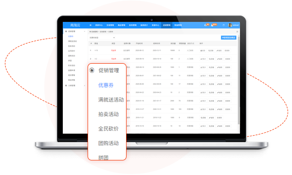 商淘云多商家商城系統(tǒng)的促銷功能